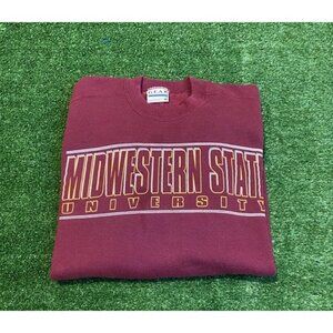 Vintage Midwestern State Mustangs sweatshirt mens large red crewneck football
